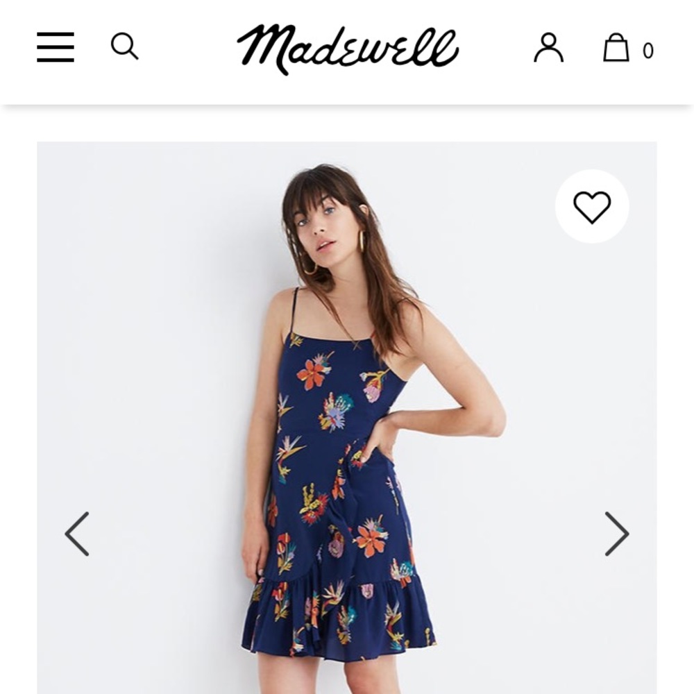 NWT Madewell Silk Ruffle-Wrap Cami Dress